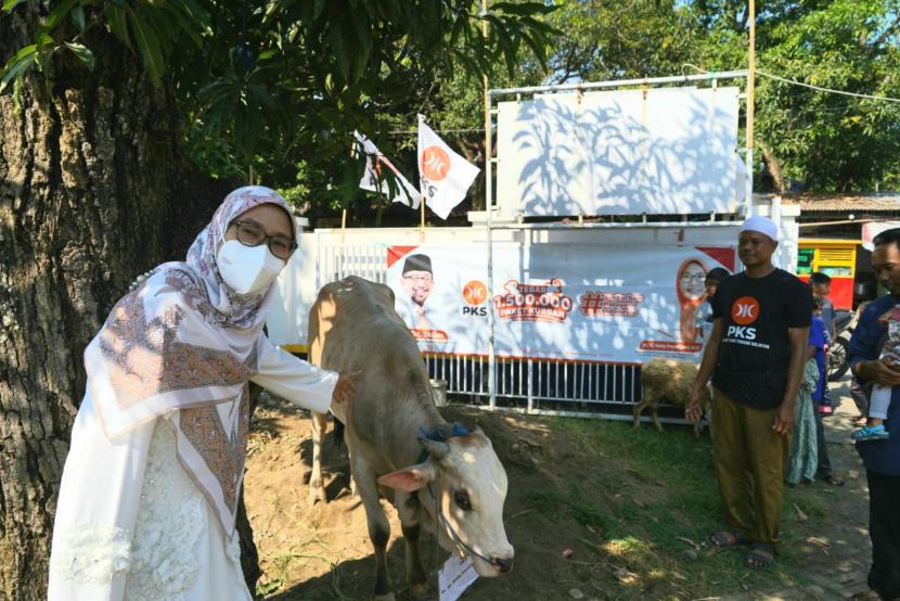 Anggota Komisi IX DPR Netty Prasetiyani Aher bagikan tujuh sapi dan  38 kambing/domba.
