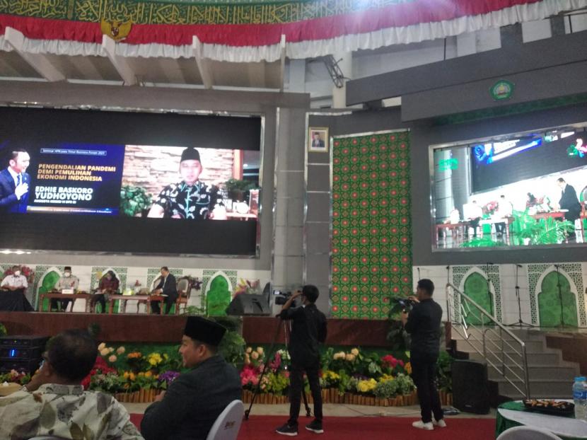 Anggota Komisi VI DPR, Edhie Baskoro Yudhoyono alias Ibas menjadi pemateri di acara Himpunan Pengusaha Nahdliyin Jawa Timur Business Forum di Universitas Islam Malang (Unisma), Sabtu (27/11).