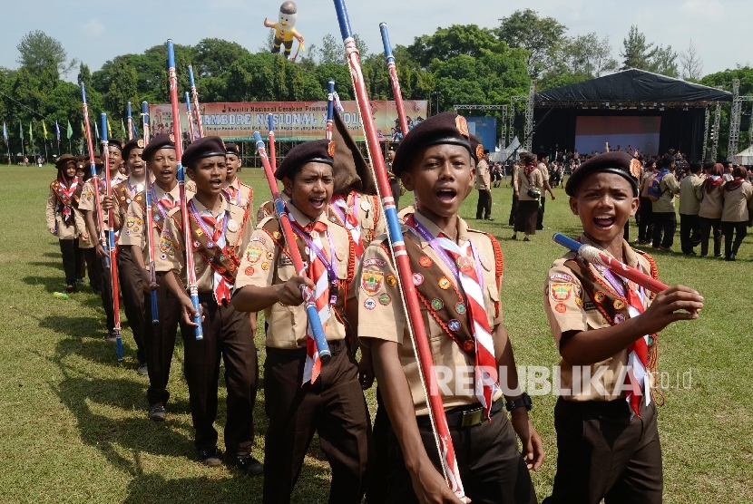 Anggota pramuka.  (Republika/Yasin Habibi)