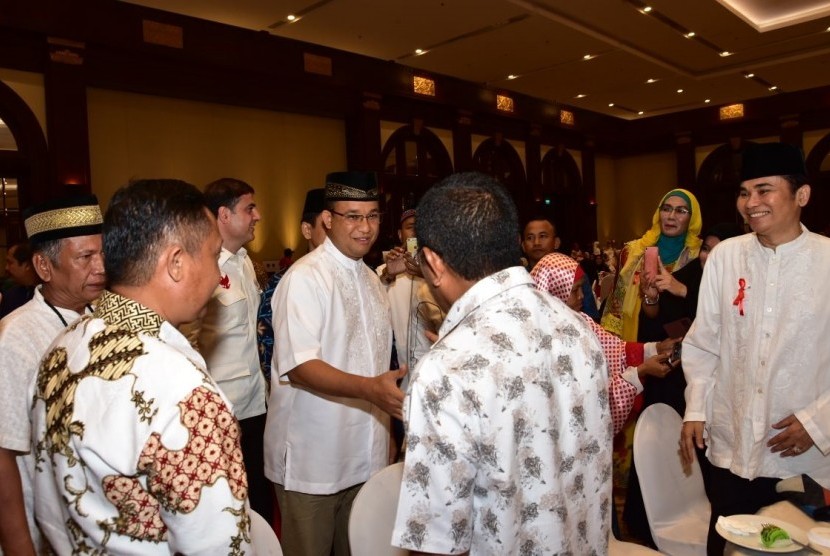 Anies Baswedan menghadiri acara 'Tausiah untuk Negeri' di Ballroom Hotel Bidakara, Pancoran, Jakarta Selatan, Jumat (17/3).