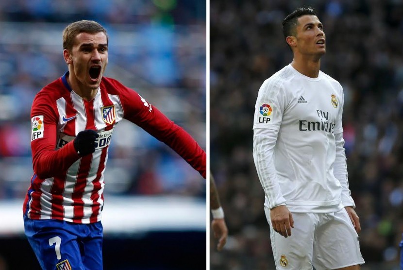 Antoine Griezmann (kiri) dan Cristiano Ronaldo (kanan)