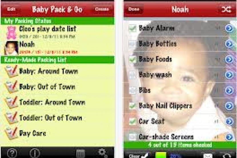 Aplikasi bayi Back Pack and Go