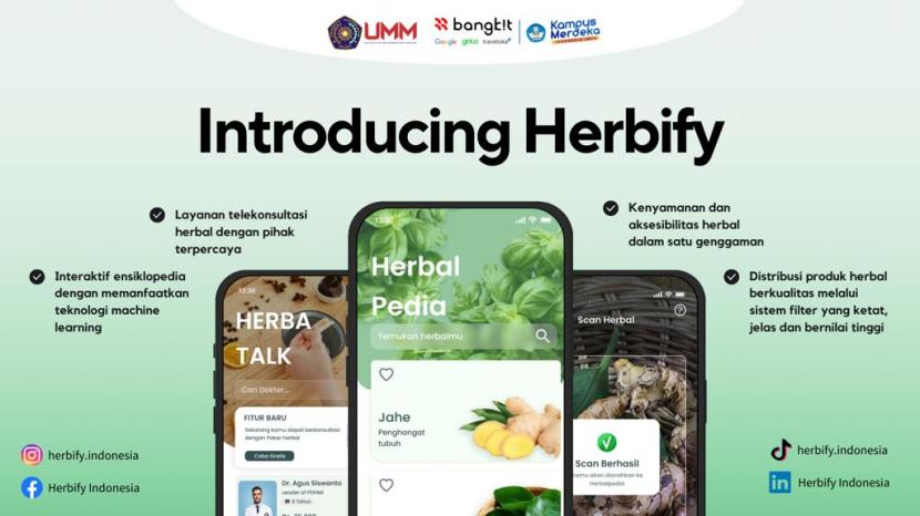  Aplikasi bernama Herbify karya enam mahasiswa dari empat kampus berbeda se-Malang Raya.
