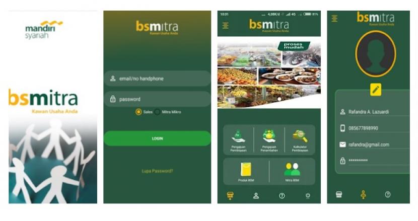 Aplikasi BSM Mitra. Mandiri Syariah menyediakan layanan pengajuan pendanaan atau pembiayaan secara online untuk sektor UMKM.