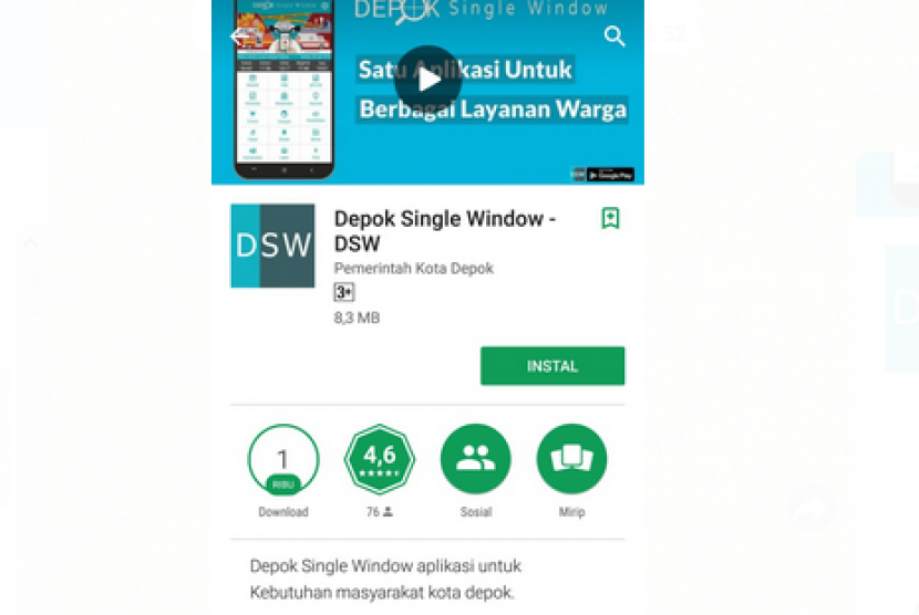 Aplikasi Depok Single Window (DSW).