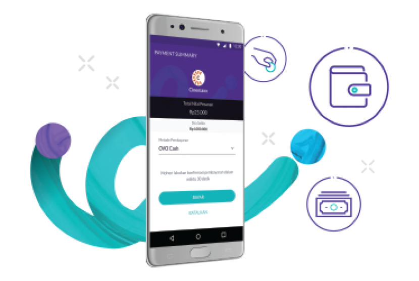 Aplikasi dompet digital Ovo. OVO kini dapat digunakan sebagai metode pembayaran di 19.500 cabang Indomaret seluruh Indonesia.