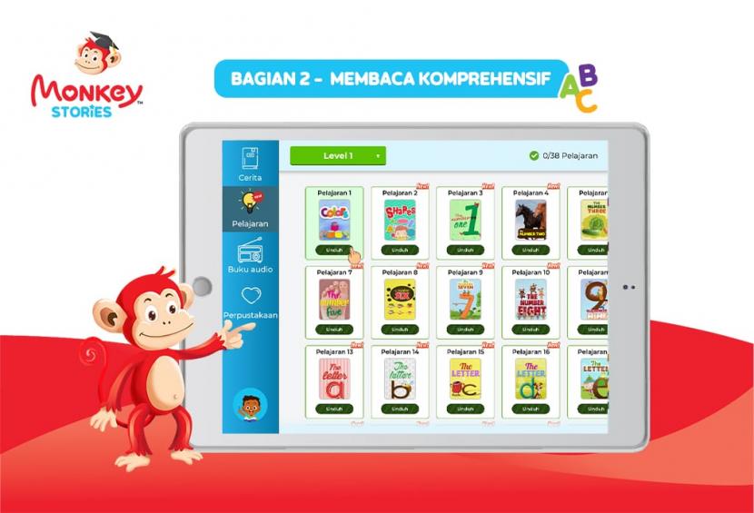 Aplikasi Monkey Stories menyuguhkan sebuah metode pembelajaran dengan tema “Interactive Stories & Games for Kids”.