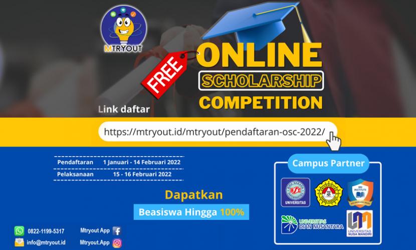 Aplikasi MTryout menggelar prporam Online Scholarship Competition 2022.