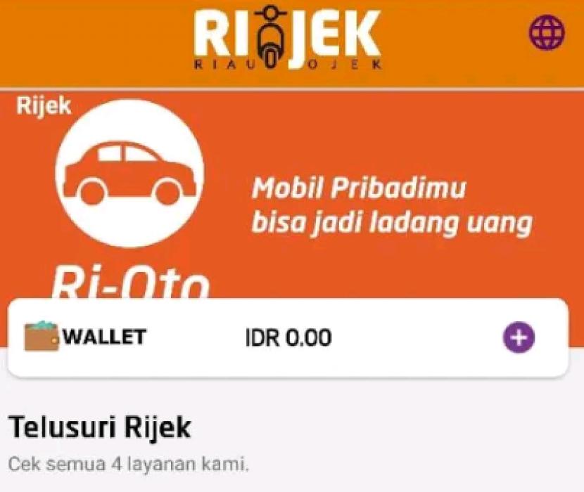 Aplikasi ojol lokal Riau Ojek (Rijek).