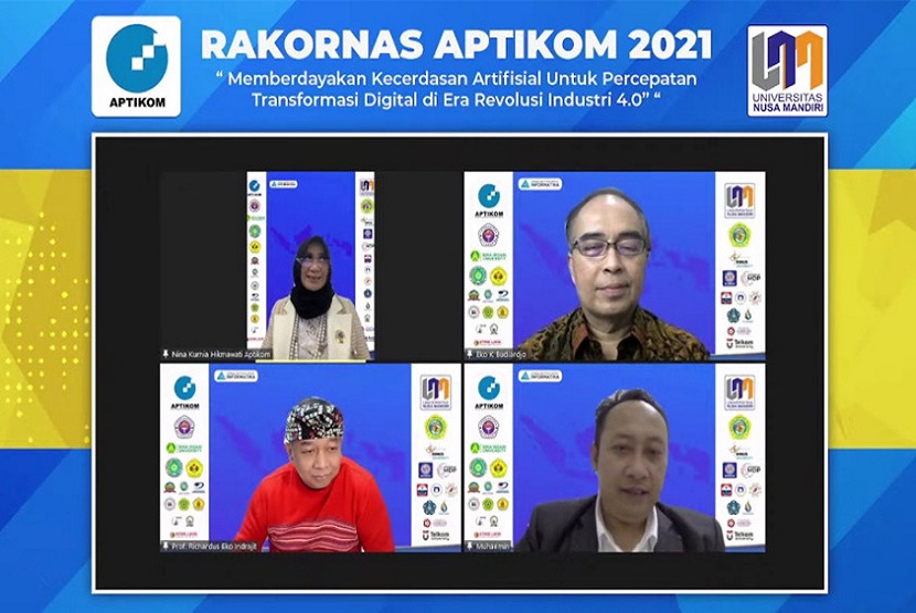 Aptikom (Asosiasi Pendidikan Tinggi Ilmu Komputer Indonesia) melangsungkan virtual event Rakornas (Rapat Koordinasi Nasional) 2021