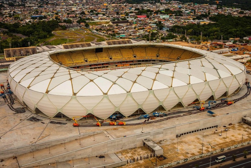 Arena da Amazonia stadium on the day of its inauguration in Manaus in the state of Amazonas, Brazil