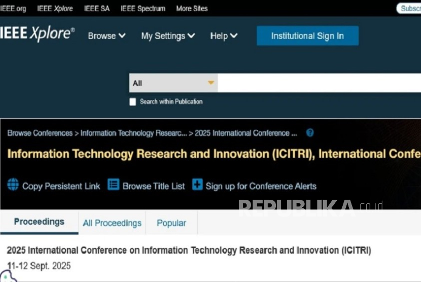Artikel dari 2025 International Conference on Information Technology Research and Innovation (ICITRI) kini telah terbit dan dapat diakses melalui platform publikasi internasional IEEE Xplore.
