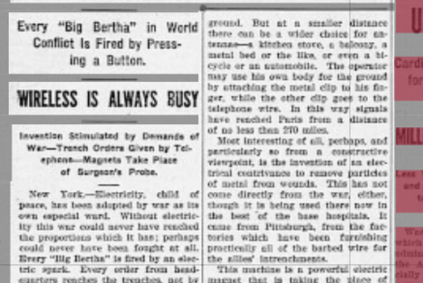 Artikel The Cambridge Sentinel pada edisi 28 Juli 1917 a