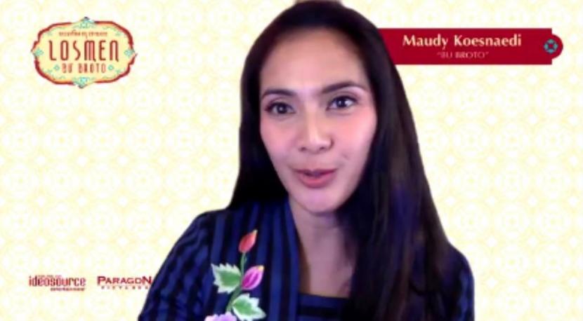 Artis Maudy Koesnaedi dalam virtual press conference pengumuman peluncuran film terbaru, Losmen Bu Broto, Selasa (27/10).