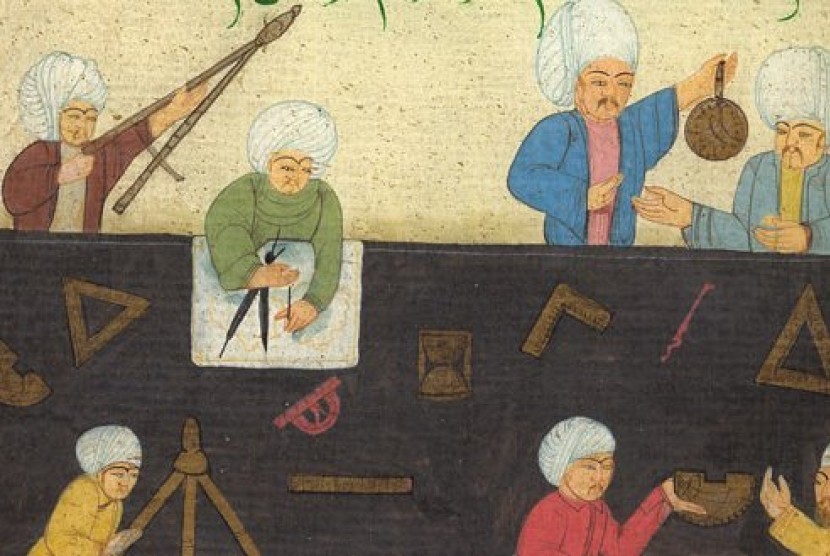 Astronomi Islam: Ilustrasi ilmuwan ilmu falak pada zaman era kekhalifahan Islam