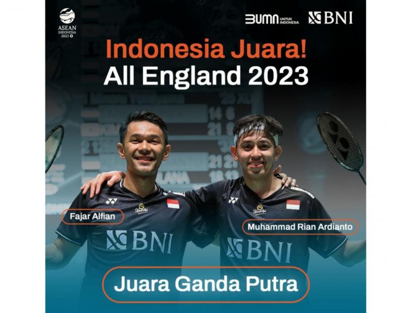 Atlet ganda putra Indonesia, Fajar Alfian dan Muhammad Rian Ardianto.
