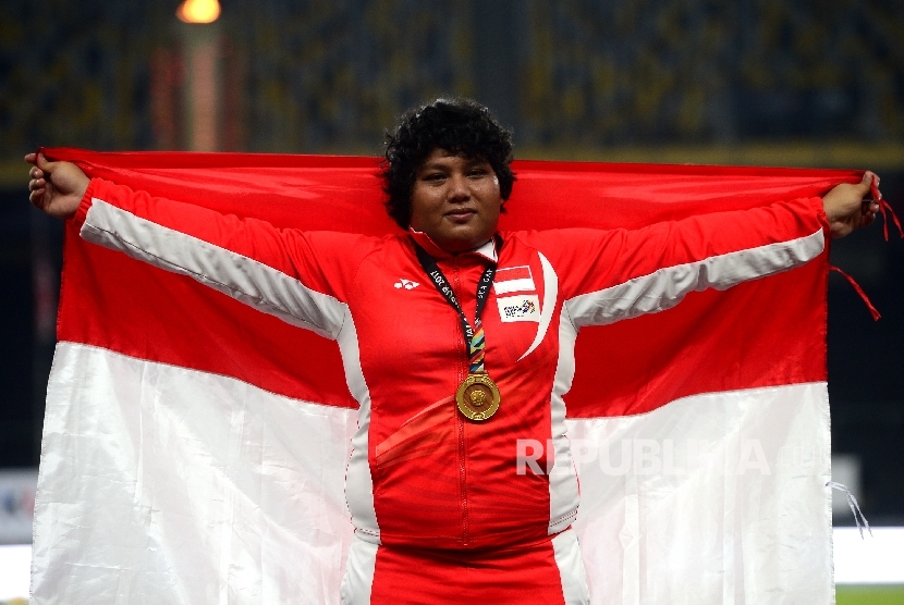 Atlet tolak peluru putri Indonesia Eki Febri Ekawati.