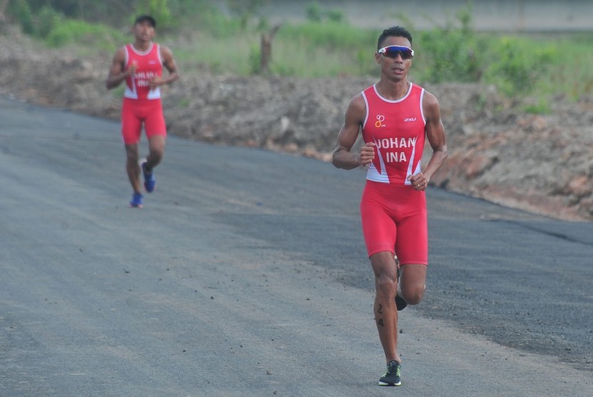 Atlet triatlon Indonesia asal Palembang, Jauhari Johan. Ia akan tampil pada Palembang Triathlon 2020.