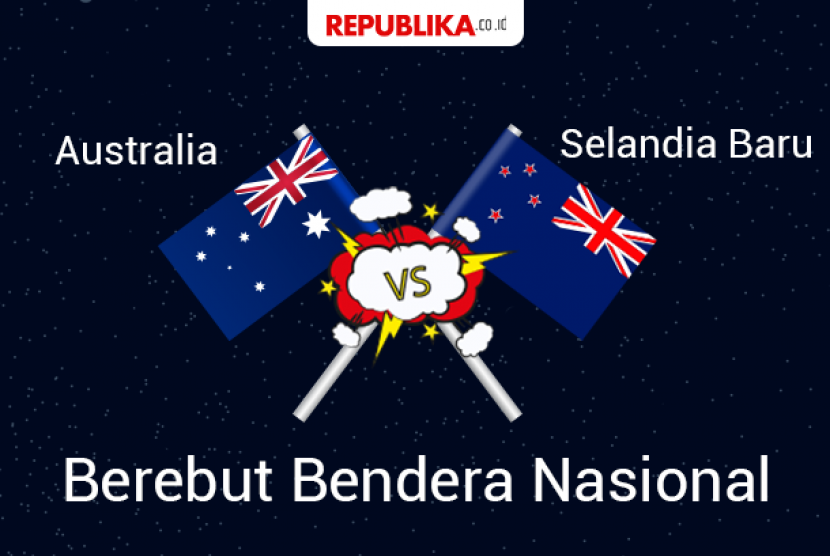 Australia dan Selandia Baru berebut bendera.