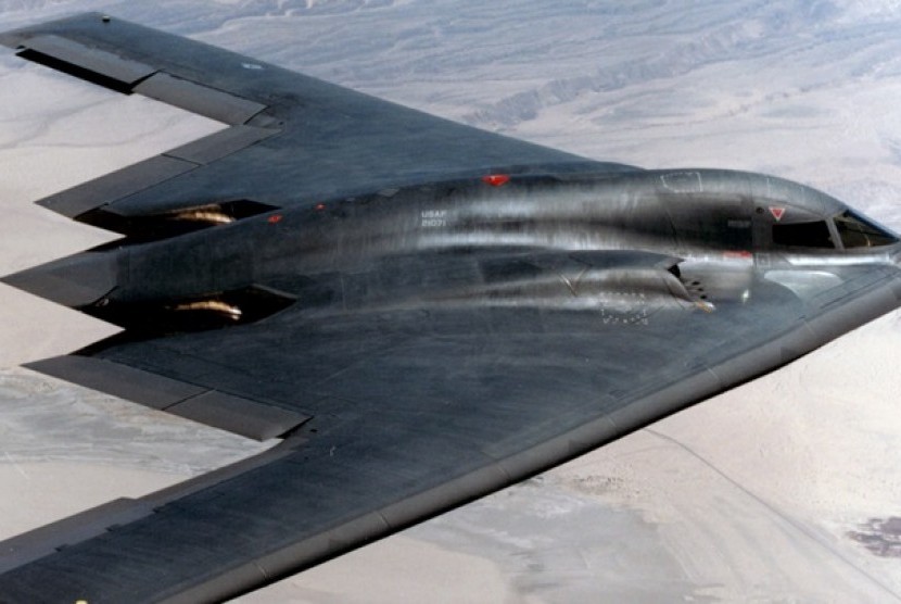 Pesawat bomber siluman milik Angkatan Udara Amerika Serikat. ilustrasi
