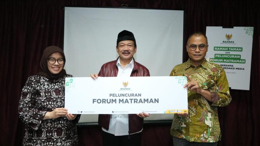 Badan Amil Zakat Nasional (Baznas) meluncurkan Forum Matraman dalam acara Ngopi Bareng Pemimpin Redaksi (Pemred) media massa di Hotel GranDhika Iskandarsyah, Melawai, Blok M, Jakarta Selatan, Senin (17/4/2023) malam.