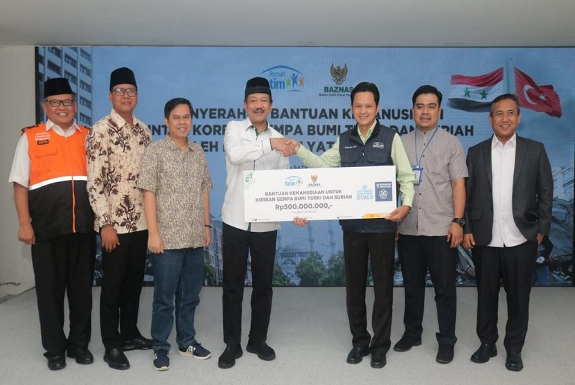 Badan Amil Zakat Nasional (Baznas) menerima titipan dana bantuan dari Rumah Yatim sebesar Rp 500 juta untuk disalurkan kepada korban gempa Turki dan Suriah.