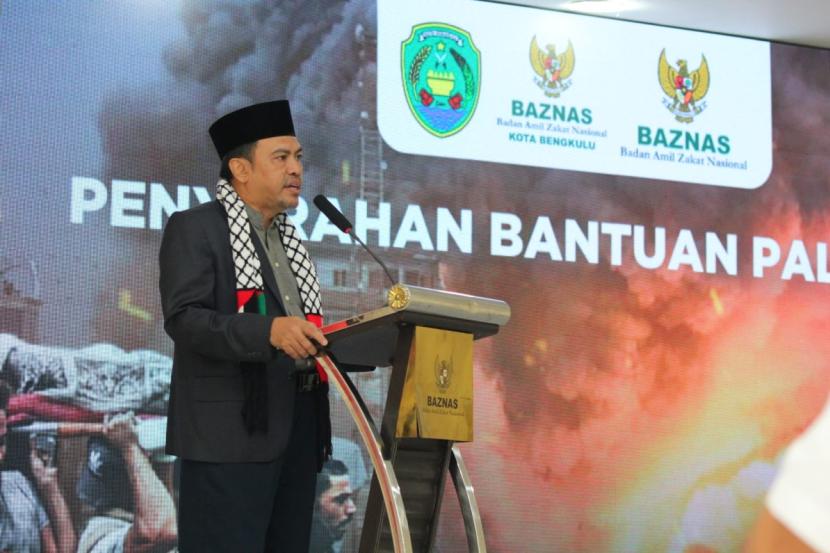 Badan Amil Zakat Nasional (BAZNAS) RI menerima penyaluran infak kemanusiaan Palestina dari Pemerintah Kota Bengkulu dan BAZNAS Kota Bengkulu sebesar Rp 148 juta.