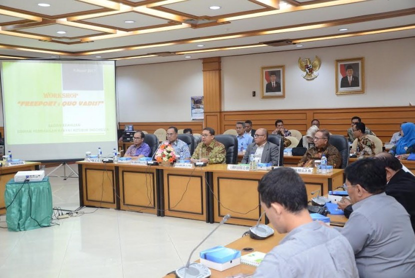  Badan Keahlian Dewan (BKD) menyelenggarakan workshop bertema 'Freeport Quo Vadis' di Gedung Nusantara II DPR RI, Senayan, Jakarta, Kamis (9/3).  