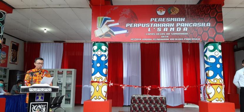 Badan Pembinaan Ideologi Pancasia(BPIP) meresmikan Perpustakaan Pancasila di Lembaga Pemasyarakatan (Lapas) Kelas IIA Samarinda, Kalimantan Timur, Rabu (30/6).
