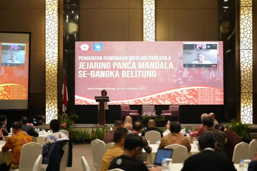 Badan Pembinaan Ideologi Pancasila (BPIP) memberikan Penguatan Pembinaan Ideologi Pancasila kepada 40 peserta Jejaring Panca Mandala (JPM) Se-Provinsi Bangka Belitung, Senin (13/3/2023).
