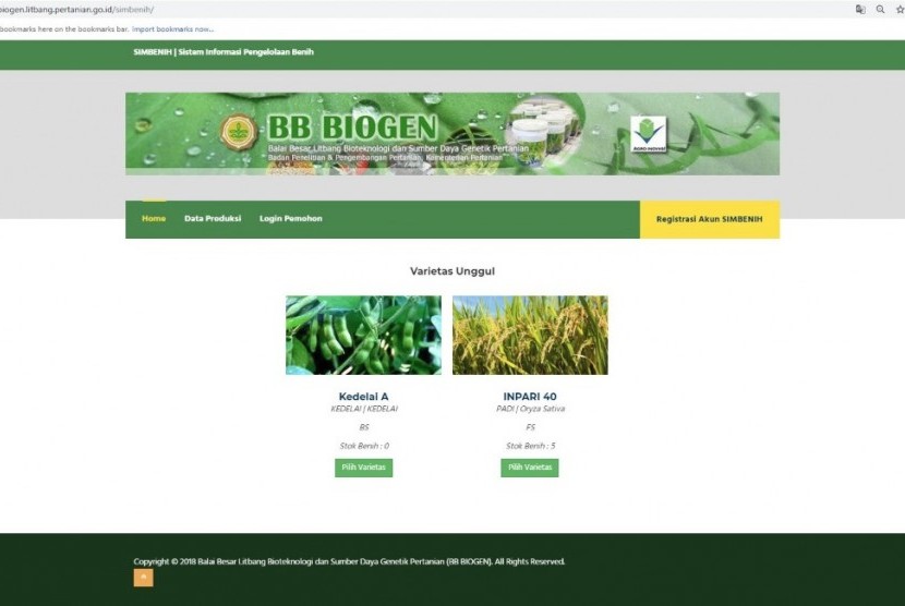 Badan Penelitian dan Pengembangan Pertanian (Balitbangtan) melalui BB Biogen meluncurkan aplikasi perbenihan bernama SIMBENIH atau Sistem Integrasi