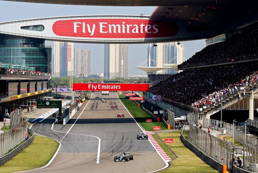 Balapan Formula 1 (F1) seri Grand Prix (GP) China di Sirkuit Shanghai Internasional akhirnya resmi dibatalkan menyusul mewabahnya virus corona.(EPA-EFE/Wu Hong)