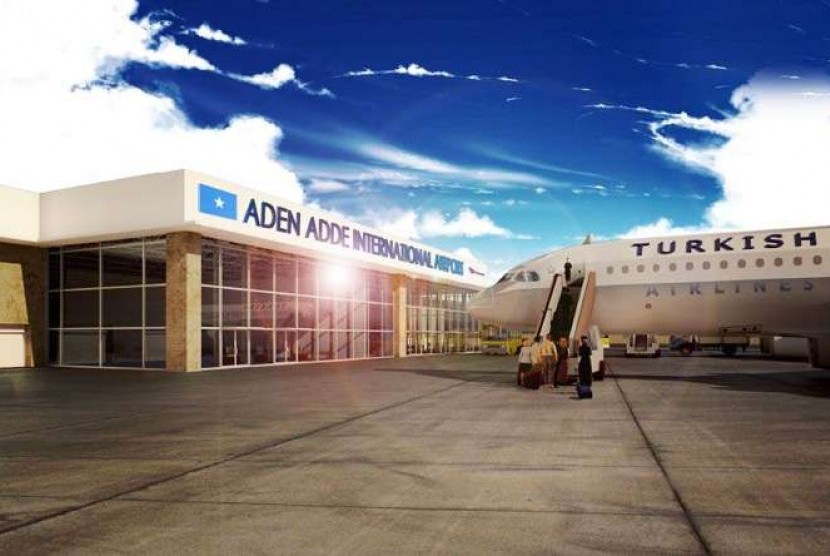 Bandara Internasional Aden Adde di Mogadishu, Somalia.
