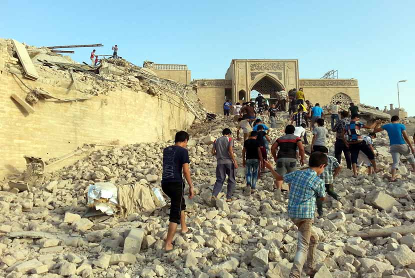 Bangunan makam Nabi Yunus di Irak hancur akibat serangan ISIS pada 24 Juli lalu. (ilustrasi)