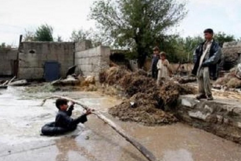 Banjir di Afghanistan. ilustrasi. Hujan lebat dan banjir di Afghanistan telah menewaskan 22 orang.