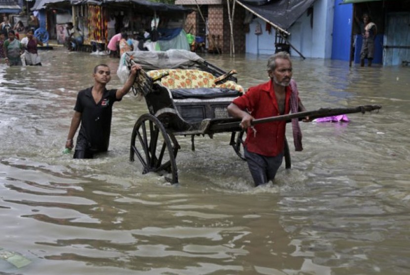 Banjir di Benggala, India.