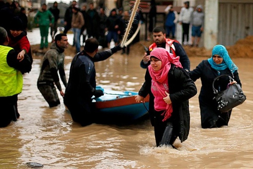 Banjir di Jalur Gaza (ilustrasi)
