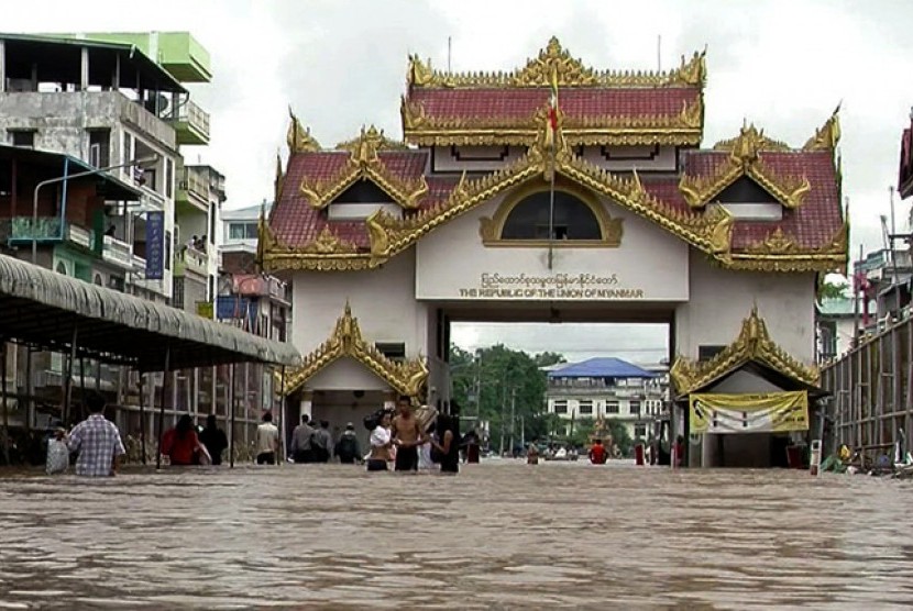 Banjir di Myanmar.