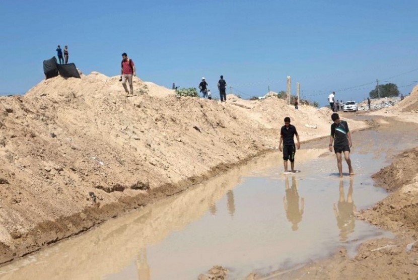 Banjir di sekitar lorong-lorong perbatasan Gaza