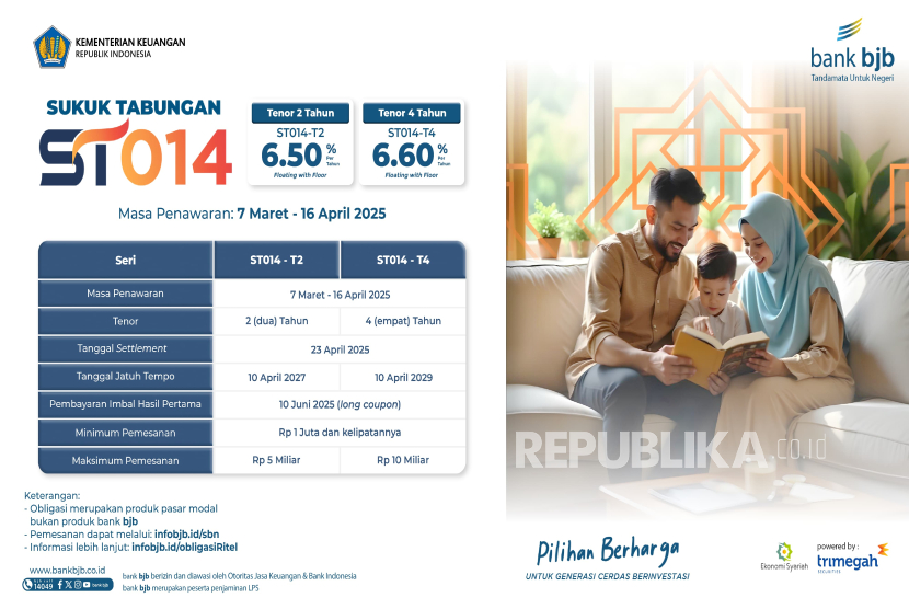 bank bjb kembali membuka peluang investasi syariah dengan menawarkan Sukuk Tabungan seri ST014.