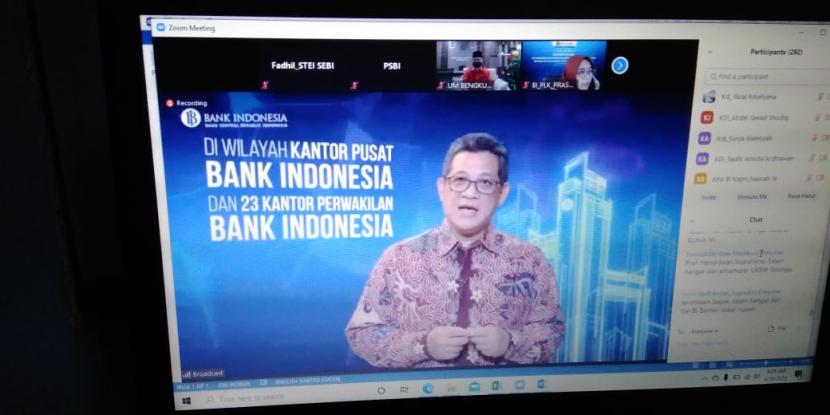 Bank Indonesia memggelar seremonial pemberian bantuan beasiswa BI kepada 175 perguruan tinggi secara daring, Rabu (30/9).