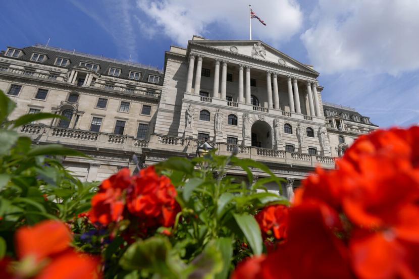 Bank of England di London, Kamis, 4 Agustus 2022. Bank of England tampaknya akan menaikkan suku bunga sebesar seperempat poin pada 22 Juni.