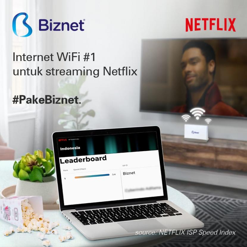 Baru-baru ini platform streaming Netflix merilis daftar kecepatan Internet yang diberikan oleh penyedia layanan Internet (ISP) di Indonesia, dan Biznet berhasil menjadi provider yang menduduki urutan pertama di daftar tersebut dengan kecepatan Internet WiFi tertinggi yang mencapai 3,4 Mbps.
