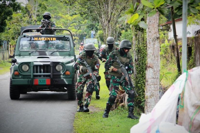 Batalyon Marinir Pertahanan Pangkalan (Yonmarhanlan) XIII Tarakan melaksanakan latihan PJD di Tarakan, Kamis (18/1/2024).