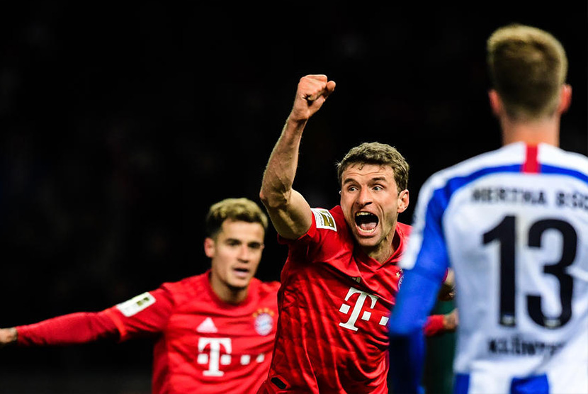Bayern Muenchen pesta gol ke gawang Hertha Berlin di Stadion Olimpiade, Berlin, Senin (20/1) dini hari WIB.