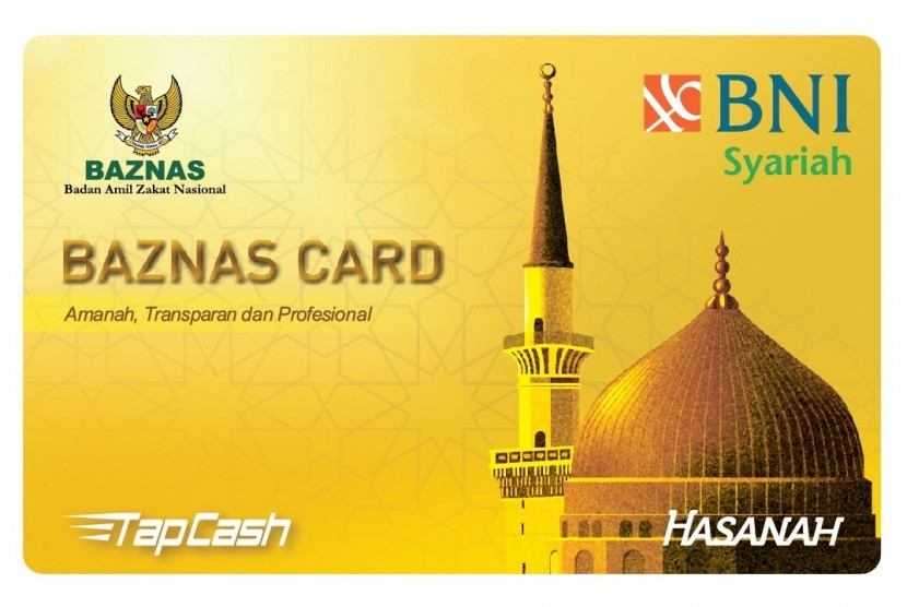 BAZNAS Card. BNI Syariah dan BAZNAS (Badan Amil Zakat Nasional) bekerja sama / co-branding dalam menerbitkan Tapcash BAZNAS Card, merupakan kartu elektronik yang diperuntukkan bagi muzakki (orang yang berzakat) yang menunaikan Zakat/ Infaq/ Shodaqahnya melalui BAZNAS. 