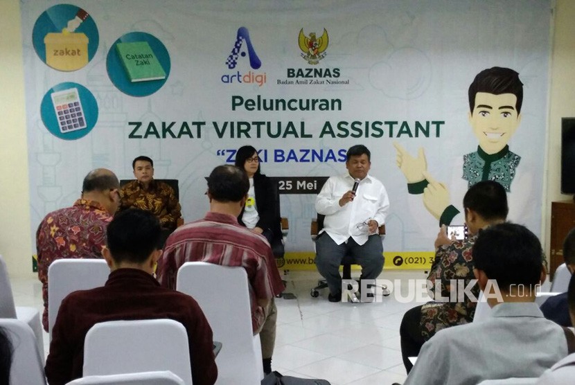 BAZNAS menggandeng PT Artina Digitama Indonusa (Artdigi) meluncurkan Zakat Virtual Assistant Chatbot yang pertama di Indonesia di Kantor Pusat BAZNAS di Jakarta, Jumat (25/5).