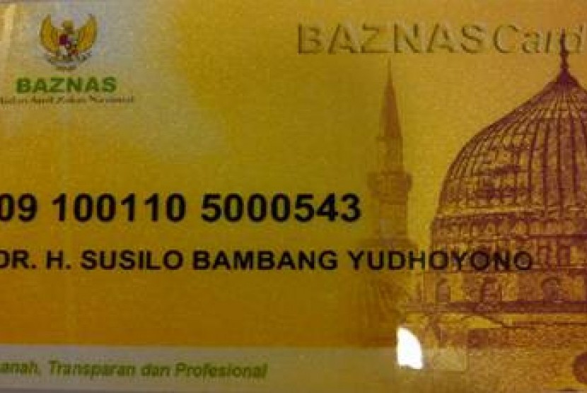 Contoh 'Baznas Card' sebagai kartu Nomor Pokok Wajib Zakat (NPWZ).