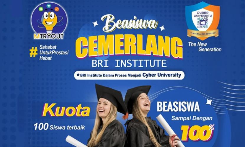 Beasiswa Cemerlang hanya ada di BRI Institute untuk calon mahasiswa baru yang ingin melanjutkan pendidikan pada jenjang Sarjana. Penerimaan Mahasiswa Baru (PMB) masih dibuka sampai tanggal 26 September 2022.