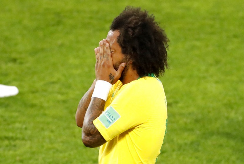 Bek timnas Brasil Marcelo menderita cedera pada laga lawan Serbia, Kamis (28/6).